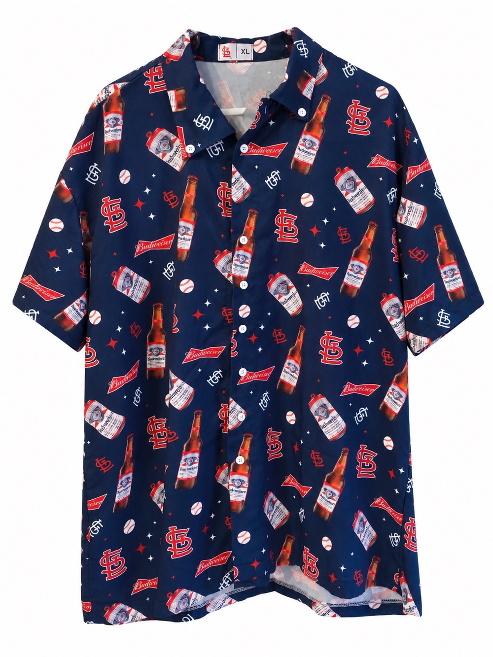 St. Louis Cardinals Budweiser Allover Print Button-Up Shirt XL